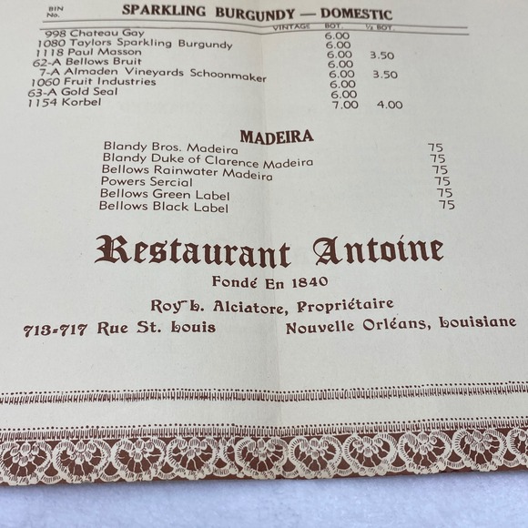 Antique Antoine's Wine List Restaurant New Orleans Louisiana Vintage Menu - Picture 12 of 14